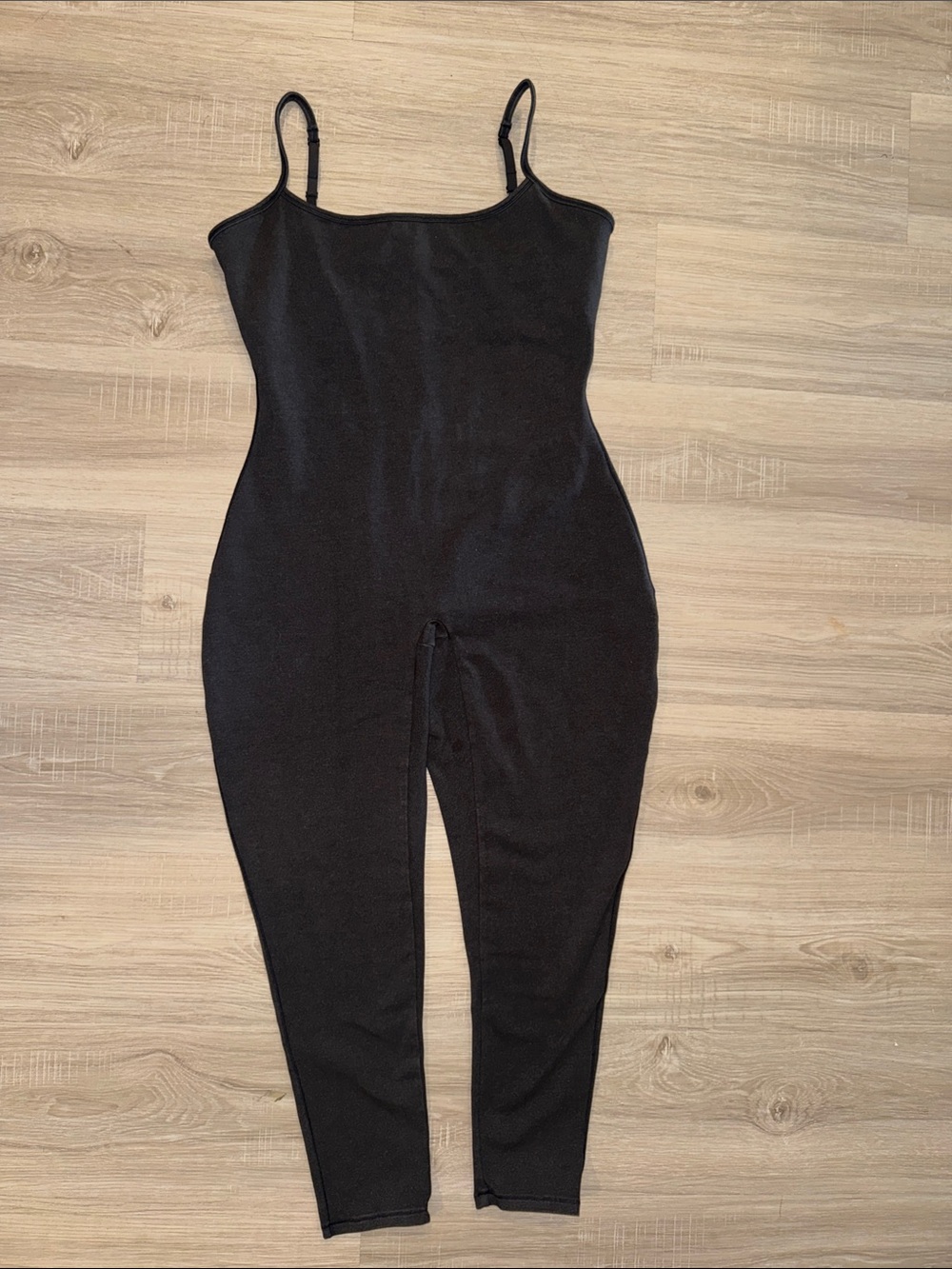 SKIMS Washed Black Slim-Strap Ribbed Jumpsuit - Picture 3 of 10